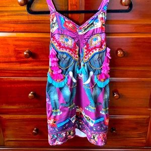 One of a kind, embroidered mini body-con dress